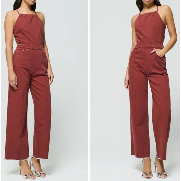 NWT Etica Sepia Cami Halter Jumpsuit Size Small Sustainable Women’s One-Piece - Picture 2 of 10